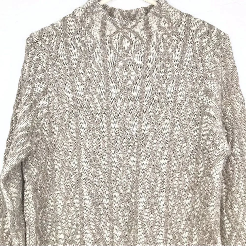 EightEightEight Cream Tan Pattern Cable Knit Sweater NEW - Picture 3 of 11